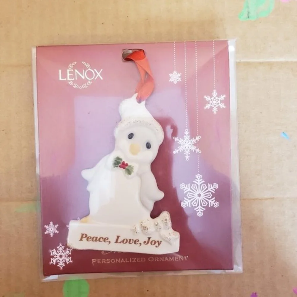 LENOX MERRILY YOURS PEACE, LOVE, JOY PENGUIN CHRISTMAS ORNAMENT